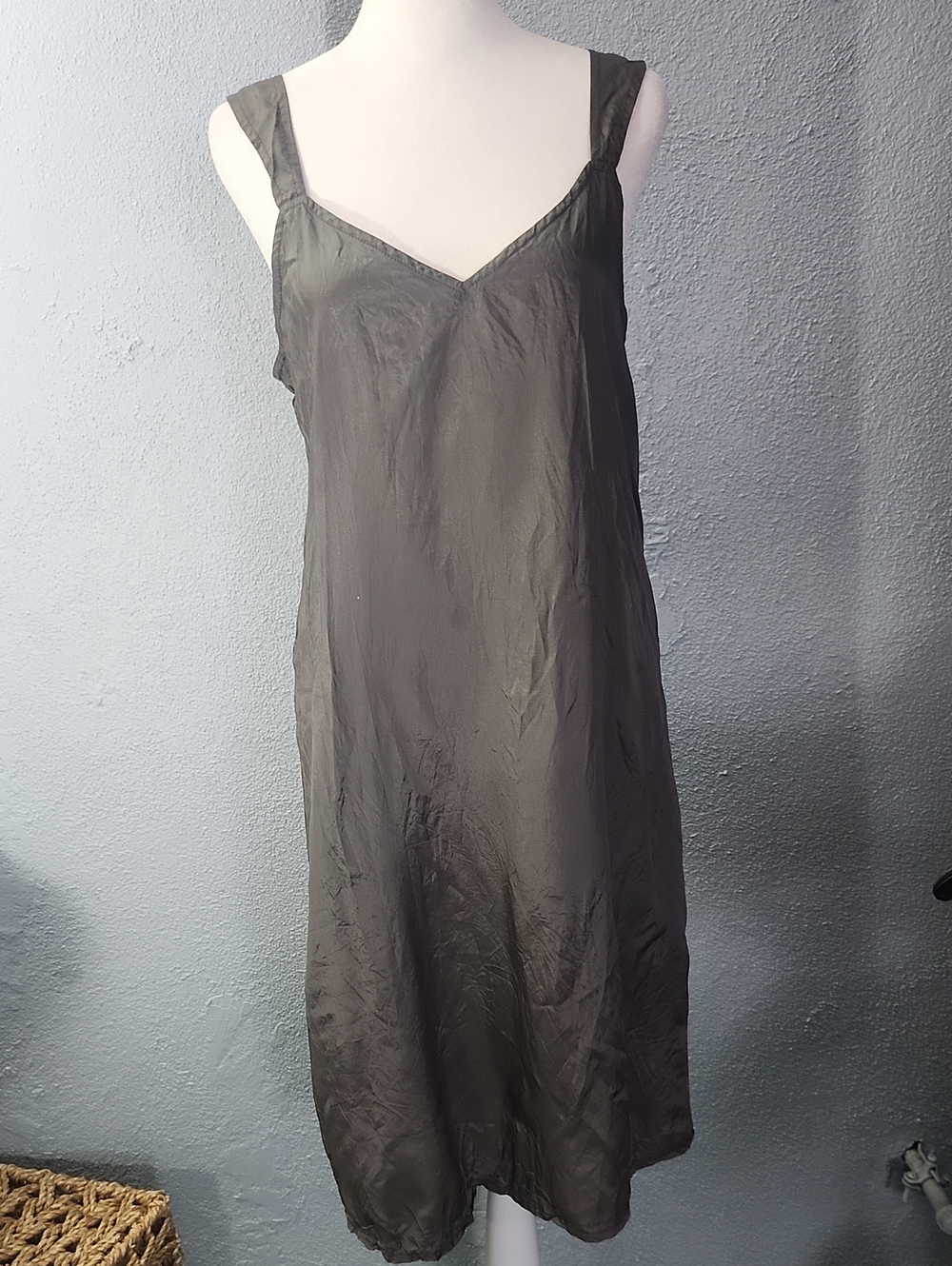 Gray V-Neck Slip Dress